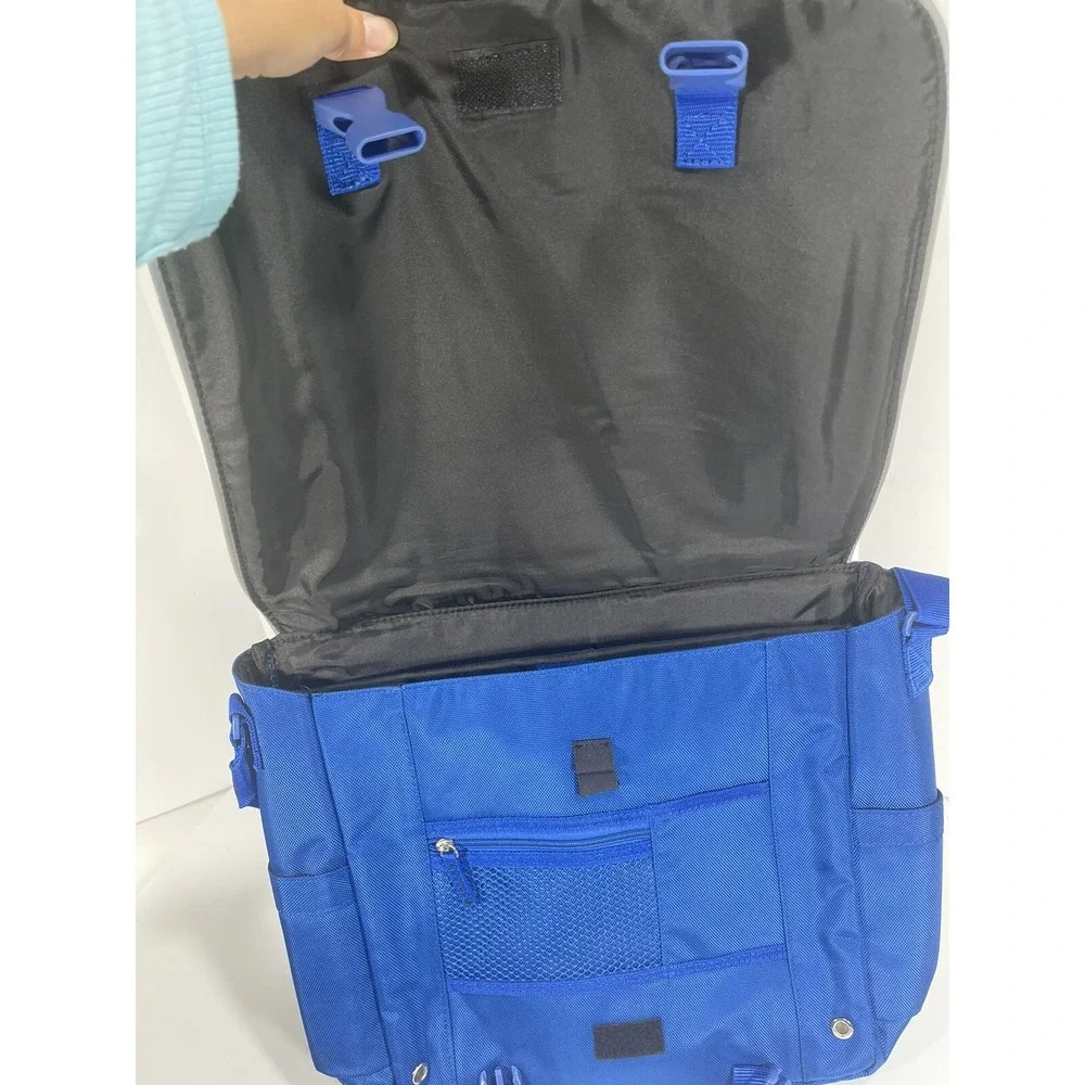 Nautica Blue Black Canvas Messenger Bag Laptop Case Crossbody Padded Strap 16x13